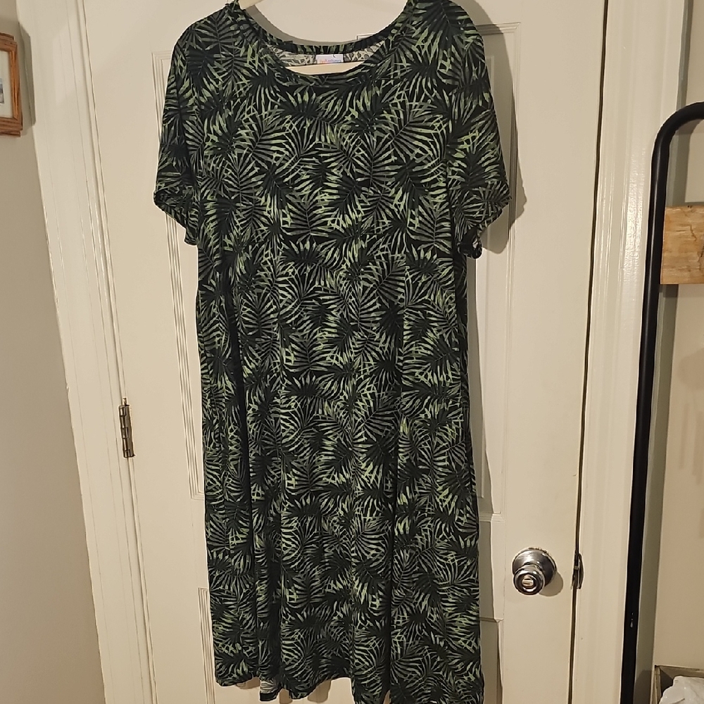Lularoe Green Leaf Print Dress